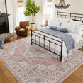 thumbnail image 3 of Wondiair 5'x7' Rose Pink Persian Floral Area Rug Carpet, Machine Washable Non-Slip for Living Room & Bedroom, 3 of 10