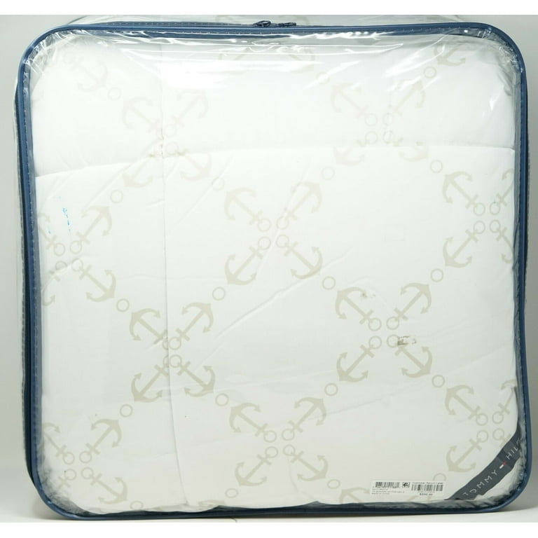 Tommy Hilfiger Nautical Sea Ocean Bay Anchor Lattice Comforter KING White