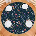 thumbnail image 2 of Pioneer Flower Floral Print Pattern Round Fitted Tablecloth with Elastic Edge,Dining Table Cover Waterproof,Outdoor Round Tablecloth for Camping,Dining,Indoor and Outdoor, 2 of 7