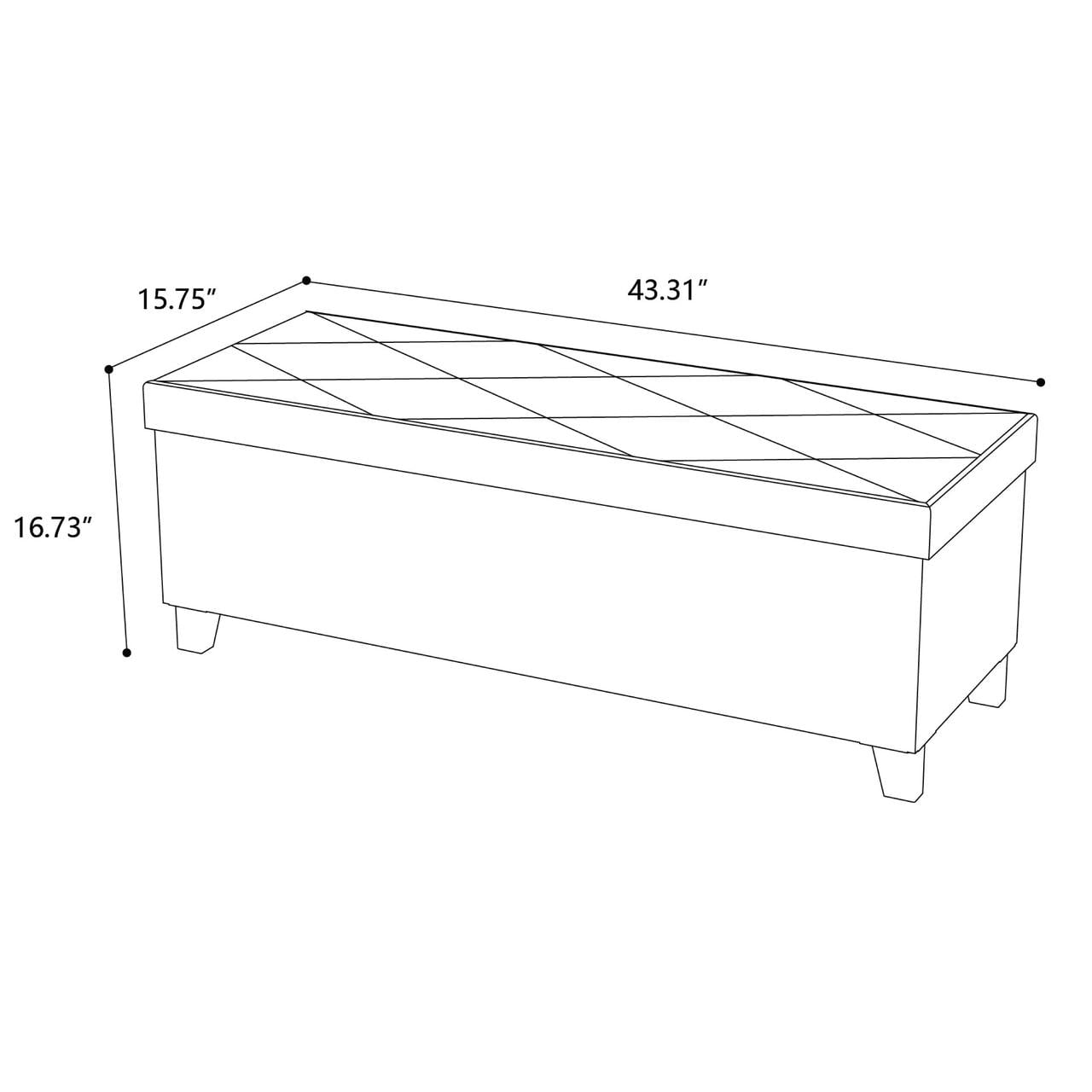Fabric Storage Ottoman, Bench for Entryway and Bedroom, 43.31"x16.73"x15.75", Beige