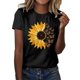 thumbnail image 1 of Gibobby Camiseta de manga corta para mujer Girasol Impreso O Cuello Camiseta Mujer Loose Fit Floral Impreso Camiseta Ropa Mujer(Negro,XL), 1 of 4