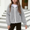 thumbnail image 2 of Gubotare Girls Lightweight Jacket Boys Fleece Jacket Long Sleeve Lined Zip Up Hoodies Soft Warm Sweatshirt Outerwear for Kids Girls Size 9-10,(Grey 9-10 Years), 2 of 6