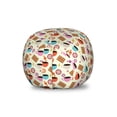 thumbnail image 1 of Coffee Storage Toy Bag Chair, Cartoon Ornamental Cups Chocolate Bars Candies Sweetmeats Illustration, Stuffed Animal Organizer Washable Bag, Large Size, Pastel Green Multicolor, by Ambesonne, 1 of 3