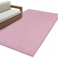 thumbnail image 2 of Pink 2.7x5 Area Rugs, Farmhouse Burlap Solid Pink Color Modern Linen Texture Non-Skid Rubber Backing Large Rectangle Rugs - Living Room Bedroom Home Office, Indoor Floor Mat Carpets Washable Rug, 2 of 9