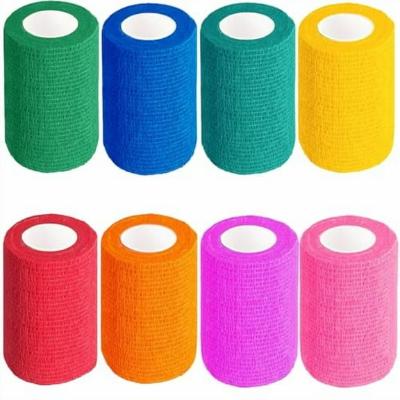 Self Adhesive Bandage Wrap,8 Rolls 3” X 5 Yards Vet Wrap for Dogs,Horses,Pets,Elastic Cohesive Bandages for Wrist,Ankle Sprains and Swelling