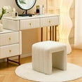 thumbnail image 6 of Tcbosik Modern Teddy Velvet Ottoman, Vanity Stool Chair, Upholstered Footrest for Home Decor, Makeup Room, Living Room, White, 6 of 7