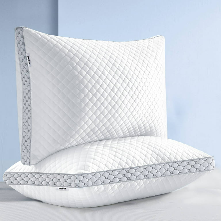 Wellos Gel Memory Foam Pillow Set of 2, Beds Pillows 2 pack Queen Size for  Sleeping, Side Sleeper and Back Sleeper