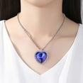 thumbnail image 2 of Guodhu Ocean Heart Jewelry Set - Blue Sapphire Heart Necklace & Stud Earrings, Silver CZ Diamond Earrings , Wedding/Anniversary Bridal Gifts, 2 of 5