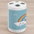 thumbnail image 1 of Saying Ceramic Toothbrush Holder, Be the Rainbow for Someone Elses Cloud Cartoonish Design, Decorative Versatile Countertop for Bathroom, 4.5" X 2.7", Pale Sky Blue Multicolor, 1 of 4