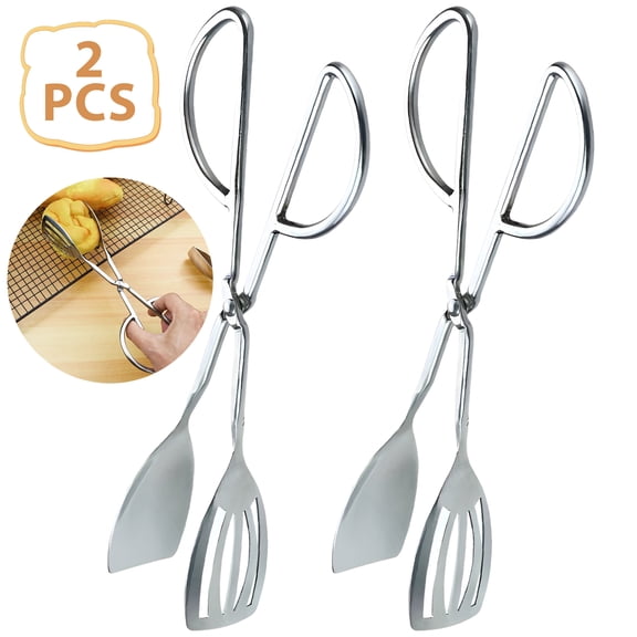 2 Pcs 10'' Stainless Steel Salad Tongs – Kitchen Food Tongs for Baking, Buffet, Pasta, Restaurant & Home, Dishwasher Safe