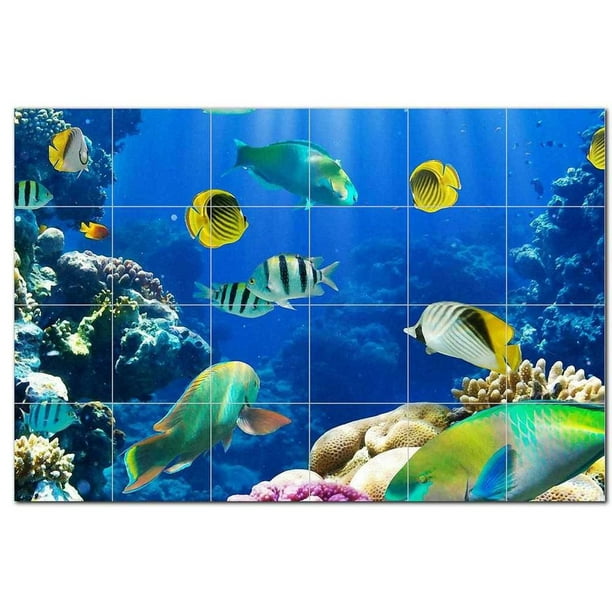 Coral Fish Underwater Ceramic Tile Mural Kitchen Backsplash Bathroom