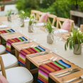 thumbnail image 4 of Mexican Style Cloth Napkins, Colorful Mexico Stripes Red Blue Washable and Reusable Dinner Napkins Set of 8, Table Napkin for Kitchen Party Birthday Wedding Hotel Housewarming 20"x20", 4 of 9