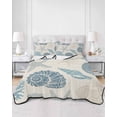 thumbnail image 2 of Quilts Twin-XL Size Bedding Set, Blue Coastal Lightweight Quilted Comforter, Shell Starfish Coral Nautical Summer Beach Rustic Soft Bedspread Coverlet with Pillow Covers for All Season, 68" x 98", 2 of 7