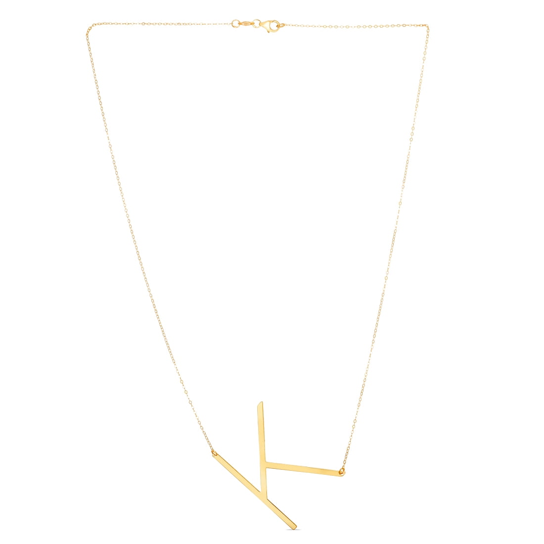 14k Yellow Gold Polished Letter Name Personalized Monogram Initial-k Necklace With Lobster Clasp 18 Inch Pendant Necklac