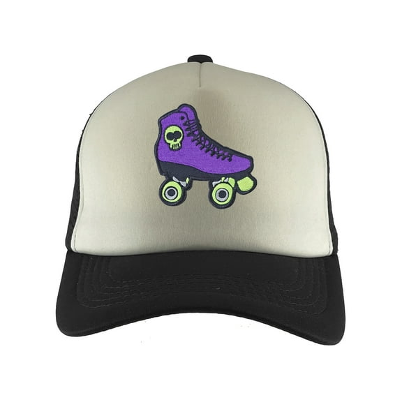 Gravity Threads Rollerskates Adjustable Trucker Hat - Black/White