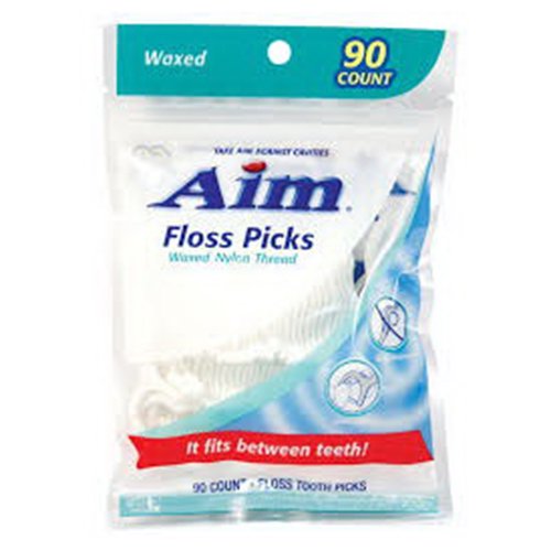 Aim Floss Tooth Picks Waxed Nylon Thread 90 Ea, 2 Pack