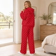 thumbnail image 7 of Polka Dot Set Women Oversized Hoodie and Wide Leg Sweatpants Comfy and Cozy Fleece Sweatsuits Large Kangaroo Pocket 2 Piece Sweat Set For Streetwear Airport Daily Home Wear, 7 of 7