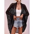 thumbnail image 4 of Women's Crochet Long Sleeve Lightweights Cover Open Front Cardigan for Summer Black One size, 4 of 7