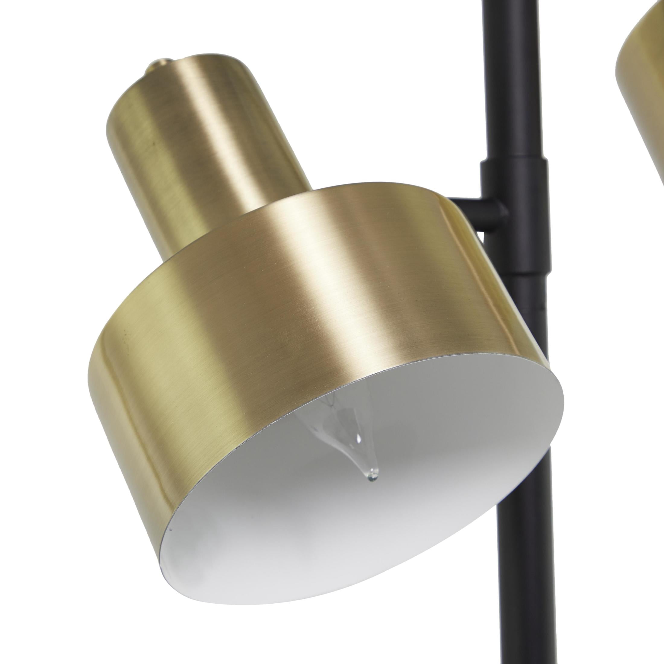 DecMode 67" 3 Light Gold Floor Lamp with Gold Metal Shade