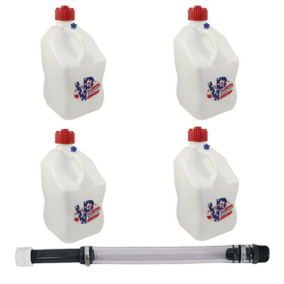 VP Racing Fuels 5.5 Gal Utility Jugs (4 Pack) w/ 14 Inch Hose, Patriotic