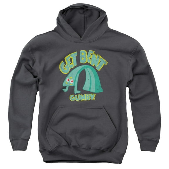 Gumby Get Bent Youth Pullover Hoodie Sweatshirt Charcoal