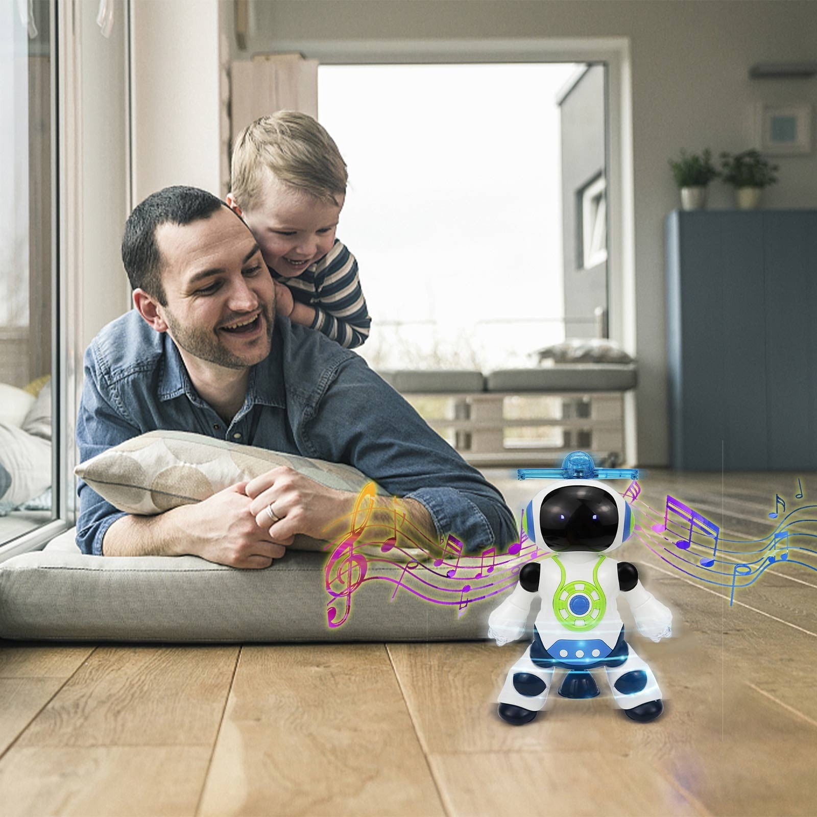 SPOORYYO Light Music Projection Dancing Rotating Top Robot Toy, Fun Entertainment Plaything