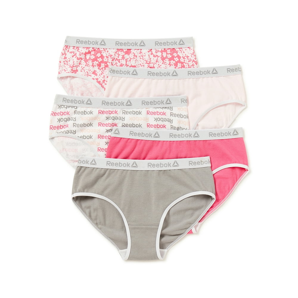 Reebok Reebok Girls' Cotton Stretch Hipster Panties, 5 Pack, Sizes S