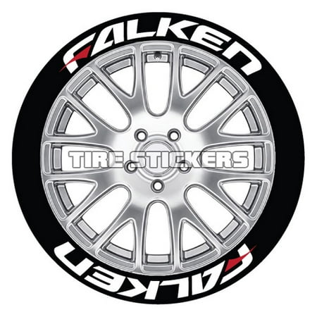 Falken Wheels - FALKEN w/ RED DASH Tire Stickers - White - 1.25
