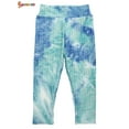 thumbnail image 7 of Spencer Women's High Waist Yoga Pants Tie Dye Textured Capris Tummy Control Slimming Booty Leggings Workout Butt Lift Tights (S, Blue), 7 of 7