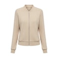 thumbnail image 5 of SSZMDLB Women Fall Winter Long Sleeve Zipper Ribbed Knitted Cardigan Sweater Casual Basic Tops Cute Cozy Fashion Pullover Dressy Work Outfits, Beige L, 5 of 9