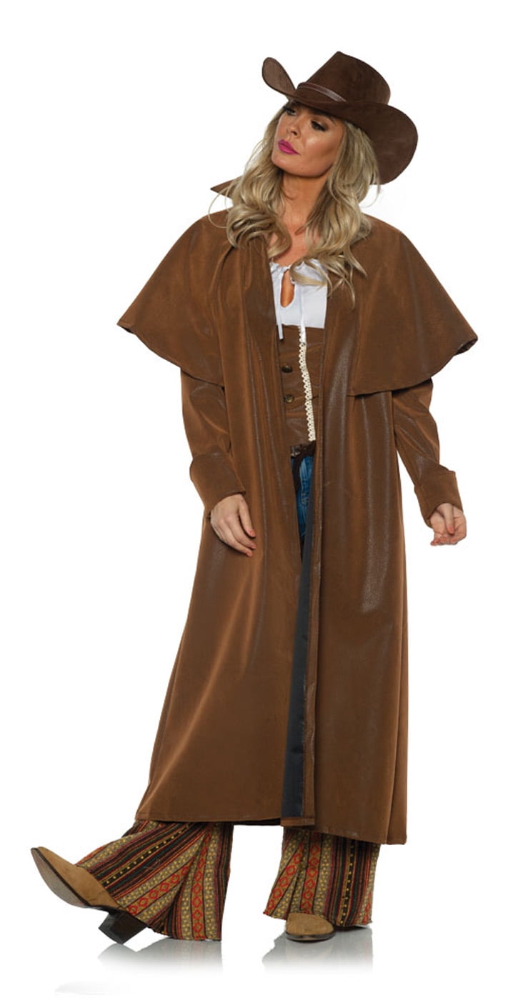 Duster Brown Womens Adult Bandit Cowgirl Halloween Costume CoatS