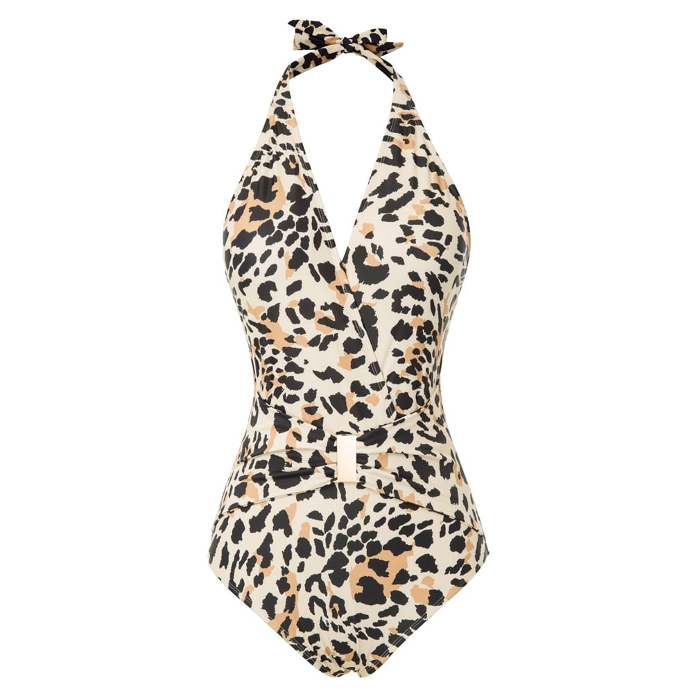 Grace Karin Women's Halter One Piece Swimsuit Deep V Neck