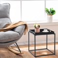 thumbnail image 4 of FurnitureR Mesa Auxiliar Cuadrada Pequeña, Mesa de Centro Pequeña A Prueba de Agua de Metal Mesa Auxiliar de Sofá con Bandeja Extraíble, Antióxido, Uso en Interiores y Exteriores Multifunción Negro, 4 of 16