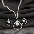 thumbnail image 4 of Rosec Jewels Diamond and Gold Jewelry Set, Diamond Floral Jewelry Set, Gold Open Teardrop Pendant Chain and Earrings Set, Diamond Flower Necklace and Earrings Set, 925 Sterling Silver, 4 of 8