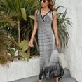 thumbnail image 6 of EPCOT Ball Black And White Womens Night Club Maxi Dress V Neck Sleeveless Bohemia Long Dresses, 6 of 9