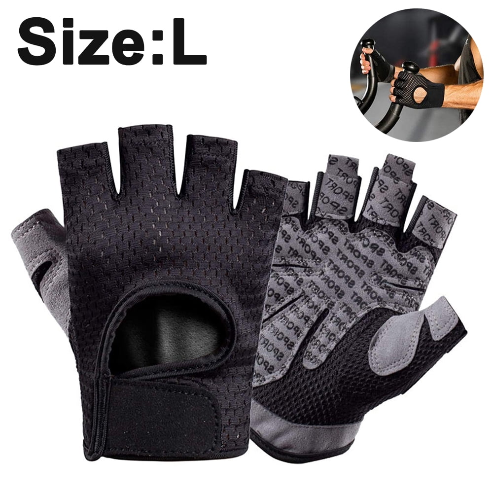 Mens Heavy Duty Weightlifting Gym Cycling Outdoor Leather Sports Gloves S M L XL 