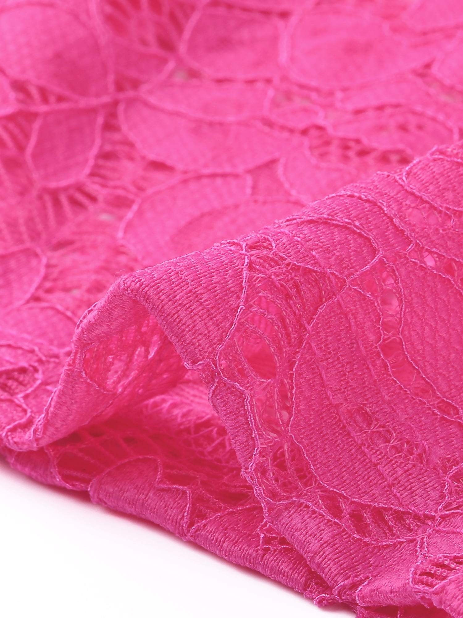 DARING DIVA Lace Cocktail Boat Neck Evening Sheath Dress S Hot Pink