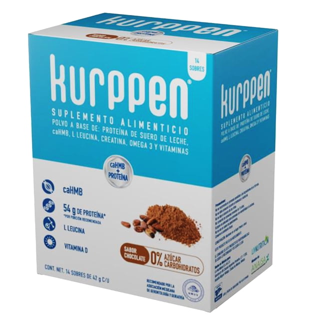 Proteína de Suero de Leche HMB Omega 3 Liv Nutrition Suplemento Alimenticio Sabor Chocolate 42g 14 Sobres