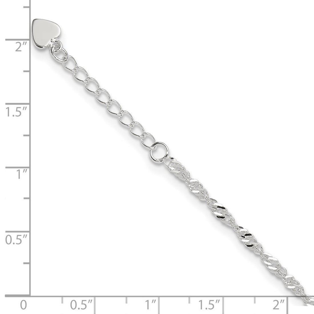 3mm 925 Sterling Silver Sparkle-Cut Polished With 1in Extension Anklet 10 Inch Anklet for Women