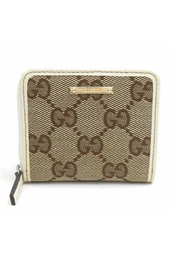 Pre-Owned Gucci wallet/coin purse, GG canvas, leather, white/brown, men's/women's, 115255...