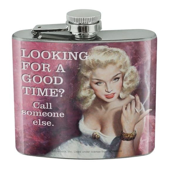 Looking For a Good Time Call Someone Else Funny Humor Stainless Steel 5oz Hip Drink Kidney Flask