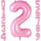 thumbnail image 1 of Globo de aluminio AIQINHU número 2 rosa de 40 cm para segundo cumpleaños, 1 of 7