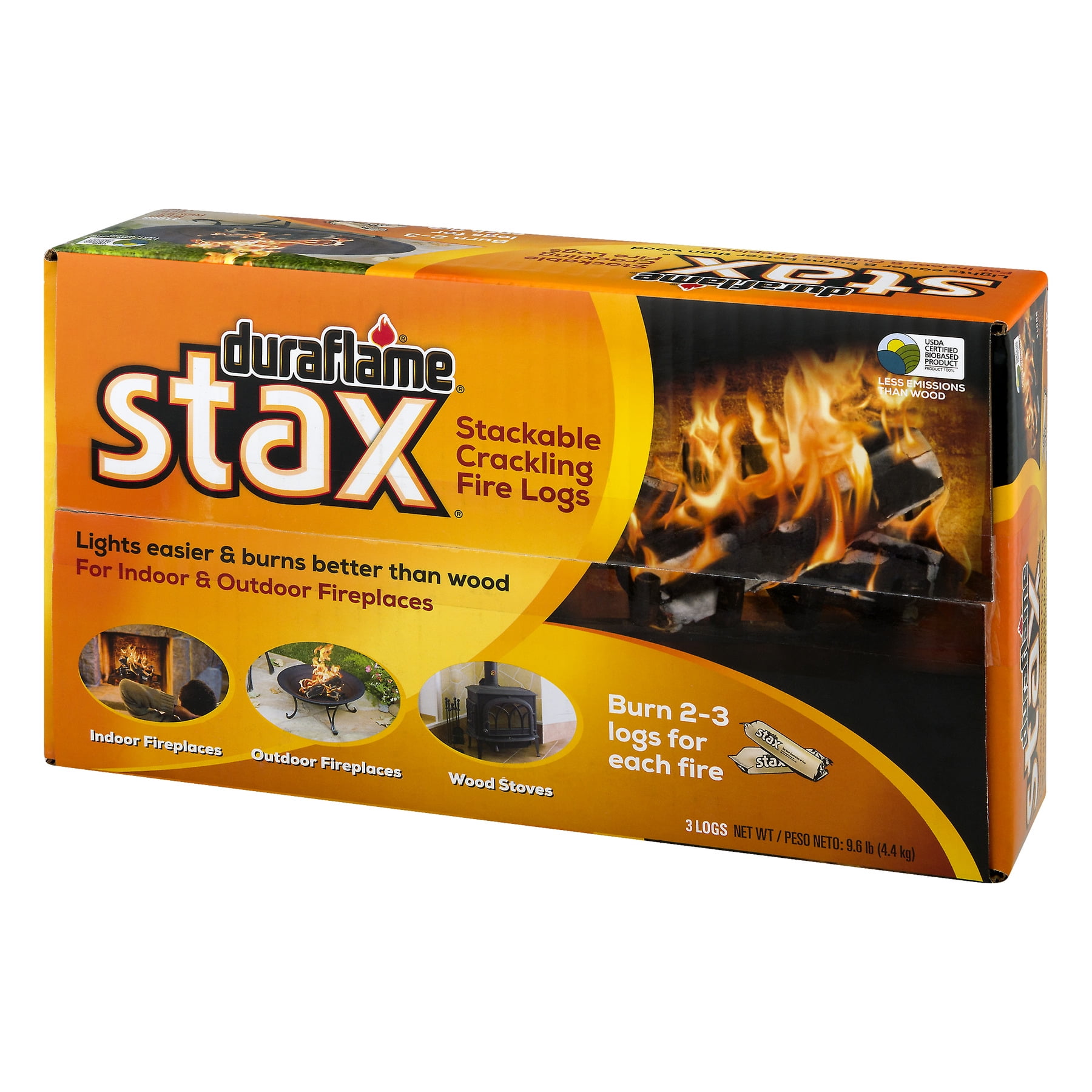 duraflame Stax Stackable Crackling Firelogs Indoor u0026 Outdoor - Walmart.com