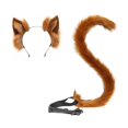 thumbnail image 2 of Conjunto de disfraz con pinza para el pelo y cola de orejas de gato, regalos y accesorios de animales para disfraces y cosplay. Marrón, 2 of 9