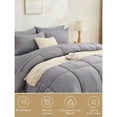thumbnail image 5 of 5/7 Pieces Solid Color Comforter Set - Cozy Warm, Breathable, Easy Care & Machine Washable (1 Comforter + 1 Flat Sheet + 1 Fitted Sheet + 2/4 Pillowcases) - Fits Twin/Full/King/Queen Beds, 5 of 7