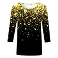 thumbnail image 3 of Yuanlong Womens T-Shirts Star Sparkle Print 3/4 Sleeves Round Neck Tee Carnival Spring Wear Lightweight Stylish Lady Tops, 3 of 4