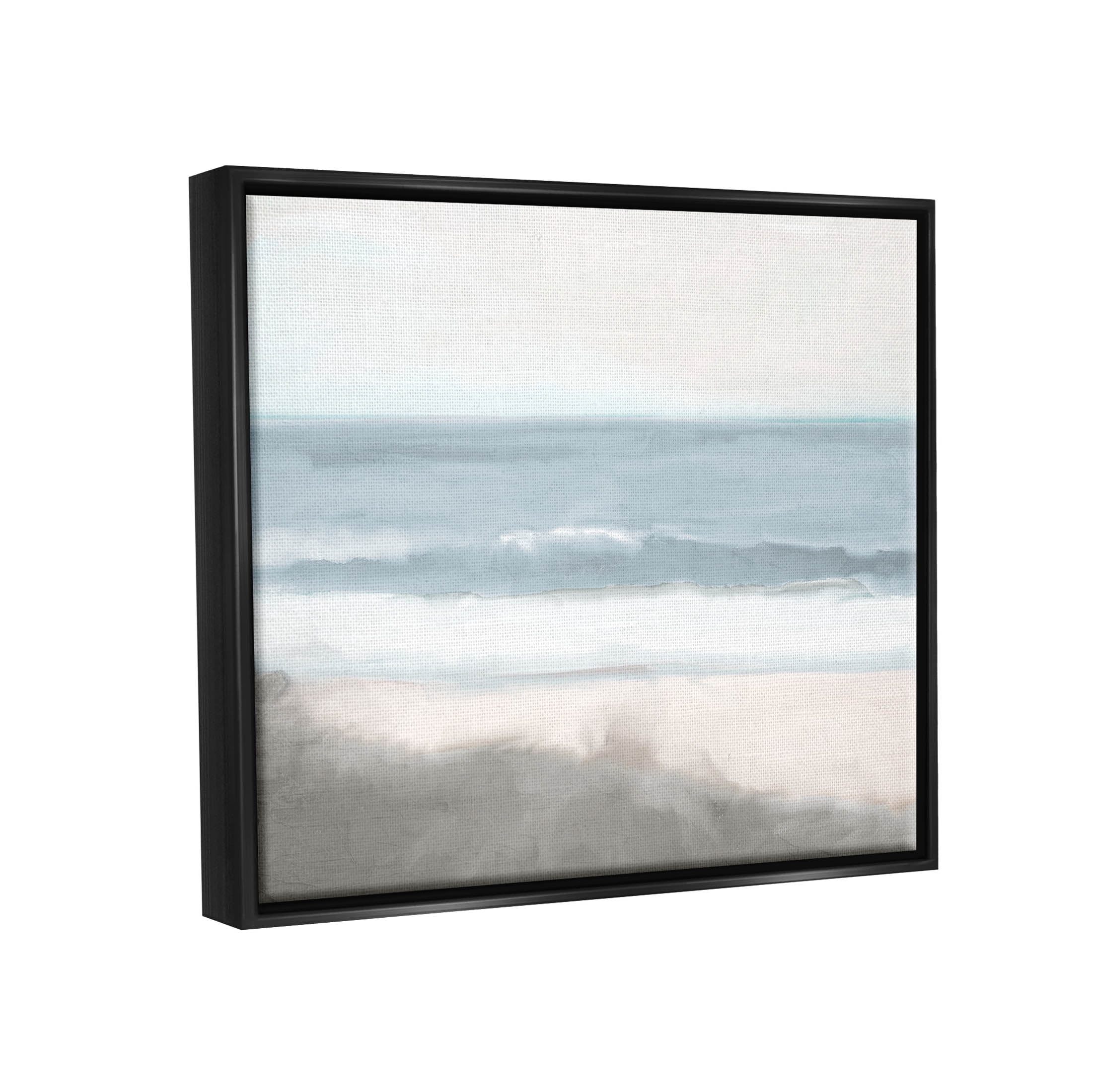 Stupell Industries Rolling Beach Waves Foamy Shoreline Graphic Art Jet Black Floating Framed Canvas Print Wall Art, Design by Kim Allen