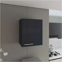 JERFIT 20 Inch Modern Wall Mount Cabinet with Door, 2 Shelves Storage for Bathroom, Kitchen, Garage, Black