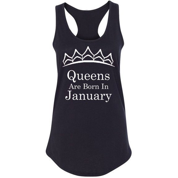Tiara White Queens Are Born In January Tank Top Birthday Gift Lady Tee Color Black Small