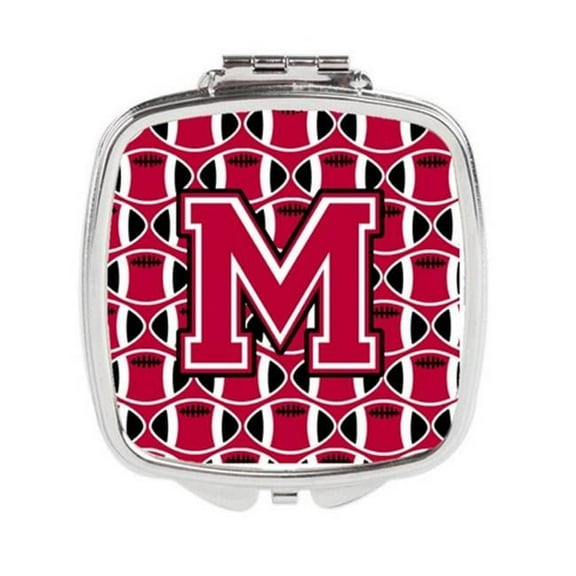 Letter M Football Crimson & White Compact Mirror